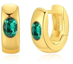YONVUN Kristall Huggie Knorpel Hoop Hängen Ohrringe 18k Gold überzogener Edelstein Zirkon CZ Ohrringe| Preppy zierliche Silber Schmuck Set Geschenk für Frau Mutter Tochte