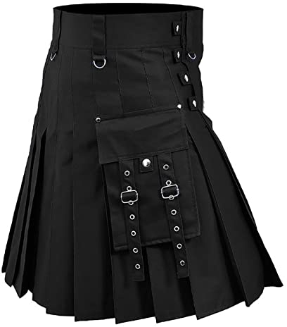 Schottischer Kilt für Herren Highland Herrenkostüm Schotte Traditioneller Utility Tartan Kilt Irish Tartan Combat Punk Gothic Highland Kleidung Plaid Faltenrock