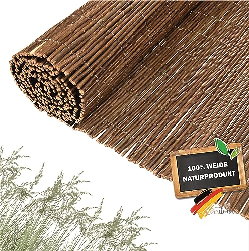 Coradoma Weidenmatte Sichtschutz in 12 Größen | 120x500 cm | Sichtschutzmatte aus Weide für Balkon, Garten und Terrasse | natürlicher Zaun Sichtschutz Balkonsichtschutz Lärmschutz Windschutz