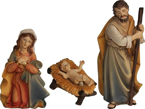 FADEDA 3X Hlg. Familie/Höhe:14 cm/handbemalt/detailgetreue Krippen Figuren - Weihnachten Tisch Dekoration Krippe Zubehör