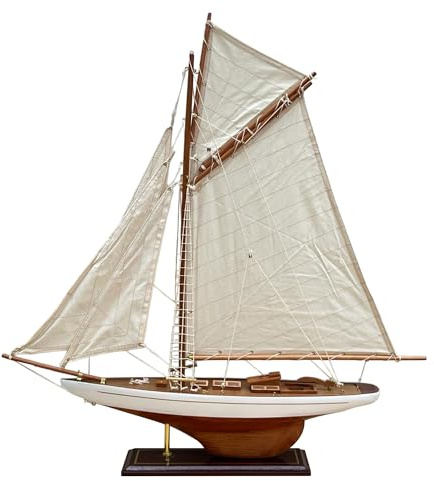 Thorness Voll Rigged Lulworth Modellyacht | 65 cm (L) x 72 cm (H) | nautisches Ornament | Segelboot-Modell | Lulworth Segelschiff-Modell | komplett montiertes Modellboot fertig zum Ausstellen