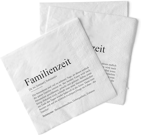 KAMEWI® Serviette FAMILIENZEIT Definition | 20 Stück | Tischdeko Herzensmensch Lieblingsmensch Gast Kleinigkeit Lunchserviette