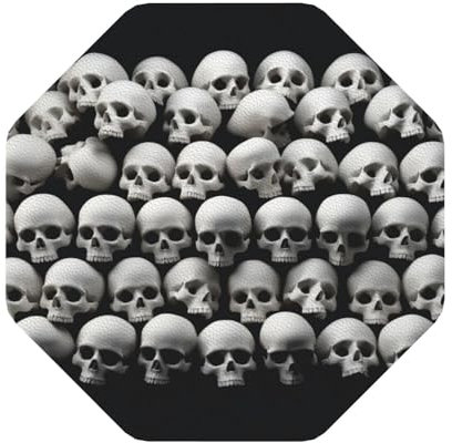Lot de 4 sous-verres en cuir octogonaux avec motif tête de mort pour la maison et le bureau