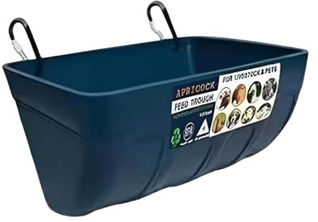 Folpus Waterer Bucket feed Trough Water Dispenser Automatic Feeder,Hanging Fence feed Trough for Farm Inside Sheep Goose Dog, Blue