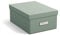 BIGSO KARIN kleine Aufbewahrungsbox mit Deckel – stabiler Organizer aus Faserplatte und Papier in Leinenoptik – praktische Faltbox mit Etikettenrahmen für extra Stauraum – mintgrün