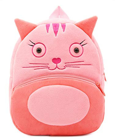 Niedlicher Kleinkind-Rucksack, Plüschtier-Cartoon, Mini-Reise-Tagesstätte für Babys, Mädchen, Jungen, 2–6 Jahre, Katze pink, Einheitsgröße, Rucksack