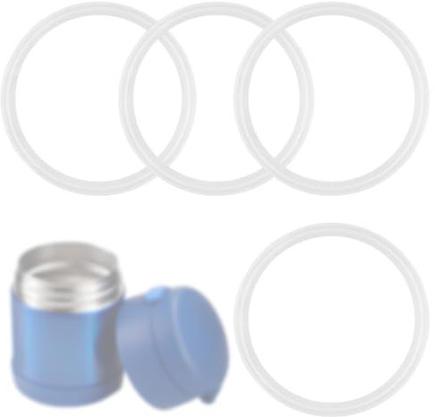 Lasuroa 4pcs Food Jar Gaskets, Silicone Replacement Gaskets, Compatible with Thermos Funtainer 10oz, White