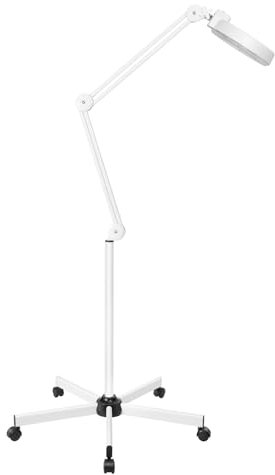 8X Vergrößerungslampe, Lupe mit Licht, verstellbarer Schwenkarm, beleuchtetes Vergrößerungsglas Kosmetische Lupenlampe LED mit Standfuß Arbeitsleuchte Kosmetiklampe Kosmetikleuchte-Weiß