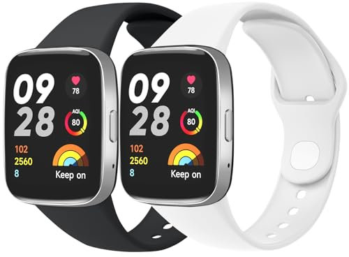 Tobfit 2 Piezas Correa Compatible con Xiaomi Redmi Watch 3 Active Mujer Hombre, Correas de Reloj Original de Silicona, Pulseras de Repuesto Deportiva Impermeable para Redmi Watch 3 Active