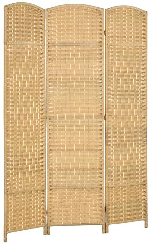 HOMCOM Paravent intérieur en Bois, 3 Panneaux, 135 x 180 cm, séparateur de pièce Pliable, pour Salon, Chambre à Coucher, Maison, Bois Naturel