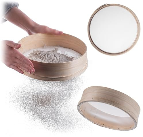 KADAX Mehlsieb 23cm für feines Sieben von Mehl, Puderzucker und Anderen Backzutaten, Küchensieb, Feinmaschig Sieb, Puderzuckersieb, Backzubehör (Holz)