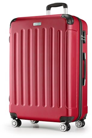 MERISH Reisekoffer Koffer Kofferset Trolleys Zwillingsrollen 3tlg. Hartschale in 9 Farben (Rot, XL)