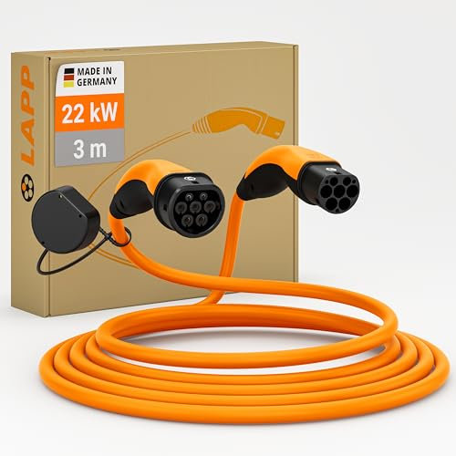 LAPP Mobility Helix Typ 2 Ladekabel 22 KW/Selbstaufrollend / 32 A / 3-Phasig/E-Auto Ladekabel/Mode 3 / 3m, Orange