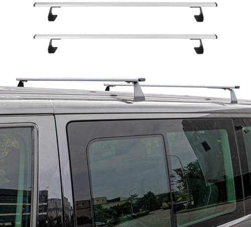 OMAC Dachträger Grundtäger kompatibel mit VW Multivan T7 2022-2025 Stahl 75kg Silber 2tlg Fixpunkte für Fahrradträger, Dachboxen, Skiträger