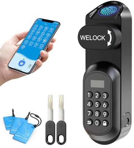 WELOCK U81 Smart Lock,Türschloss Fingerabdruck,Elektronisches Türschloss Code mit RFID Karte,APP und WiFi,Fingerabdruck Schloss Haustür IP65,Smartes Schloss Schließzylinder für Türen von 50-95mm