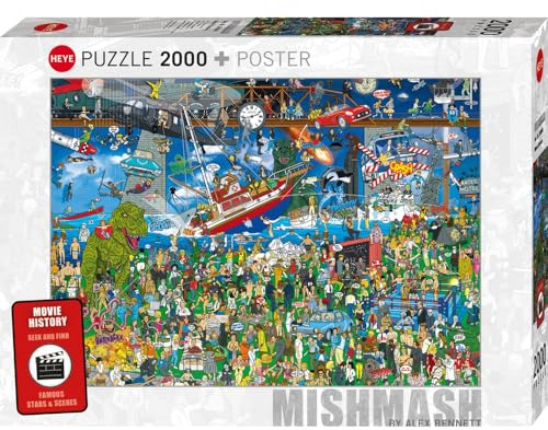 Movie History, HEYE Puzzle von Alex Bennett: Puzzle 2000 Teile, Standard Puzzles, Fördert Konzentration, IQ Puzzle Spiele, Perfekt für die Puzzlematte, Gelegte Größe (ca.): 37 x 27 cm