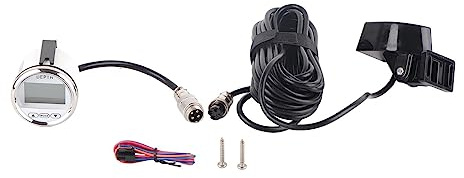 Ecoscandaglio Profondimetro per Barche con Trasduttore Campo di Misurazione 100M Display Multi Unità SH DP KL UN per Yacht Barche Pescherecci Cornice Argento Quadrante Bianco