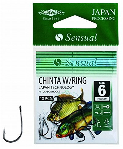 Mikado Sensual CHINTA 10 scharfe Angelhaken Allround Haken mit Öse Gr. 8-14 (6)