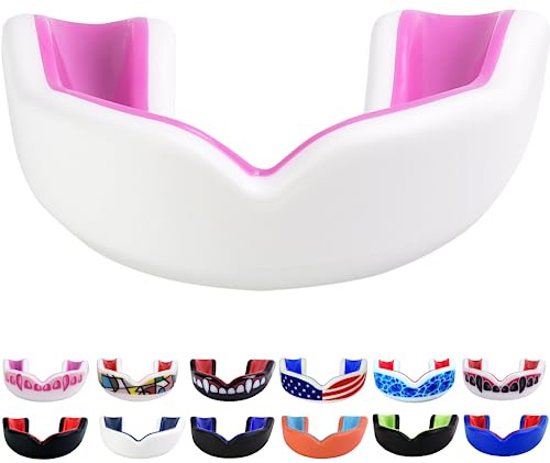 Oral Mart White/Pink Youth Mouth Guard for Kids - Youth Mouthguard for Karate, Flag Football, Martial Arts, Taekwondo, Boxing, Football, Rugby, BJJ, Muay Thai, Soccer, Hockey