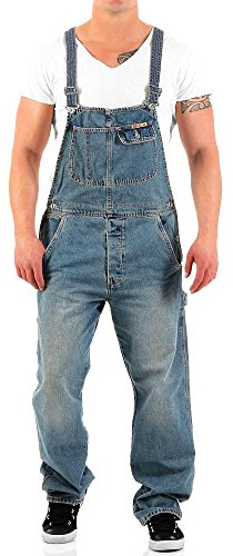 Jet Lag Herren Latz Jeans Overall Lange Hose Loose Fit Denim Long 3XL