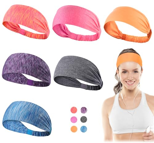 Dreamlover Fascia Capelli Sport Donna, 6 Pezzi Fascia Capelli Sport Antiscivolo, Fascia Capelli Donna Sport per Yoga, Corsa e Tennis