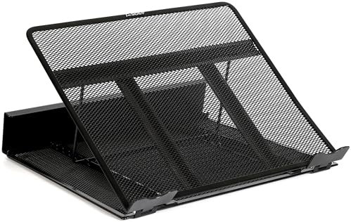DESIGNA Metal Mesh Ventilated Adjustable Laptop Stands Computer Notebook Holder Stand Riser Compatible with Apple MacBook Air Pro Dell XPS HP Samsung Lenovo More Laptops up to 19- Black