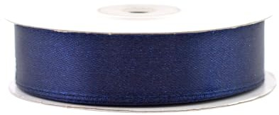 Satinband 18mm x 25m Rolle - FARBAUSWAHL in 3/6/12/18/25/38/50/75/100mm - farbecht & waschbar - Schleifenband für Hochzeit - Geschenkband zum Verpacken Dekorieren Basteln - Dunkelblau 370