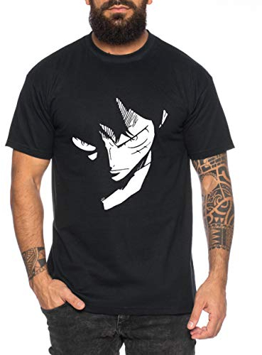 Tee Kiki Ruffy Face Zorro One Manga Herren Ruffy T-Shirt Anime Piece, M, Schwarz