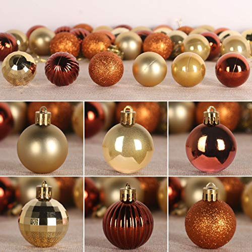 GameXcel Christbaumkugeln Ornamente für Weihnachtsbaum - bruchsichere Weihnachtsbaumdekorationen groß hängende Kugel Small (1.6) 36pcs Bronze und Gold