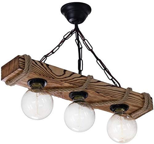 Thenaturalwoodwork TNWW MIRA-Handmade Solid Pine Tree Chandelier Rustic Aged Wood Ceiling Pendant Light Vintage Retro Unique Design
