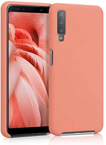 kwmobile Hülle kompatibel mit Samsung Galaxy A7 (2018) Hülle - Silikon Handy Case - Handyhülle weiche Oberfläche - kabelloses Laden - Koralle matt