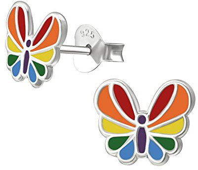 Monkimau Mädchen Ohrringe Schmetterling Ohrstecker aus 925 Sterling Silver Silber