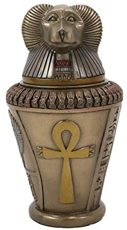 Ebros Antik-Ägyptische Götter und Gottheiten Hapi Kanopic Jar Urne Statue 14,6 cm H Vier Söhne des Horus mit geflügeltem Skarabäus Ankh Basis Figur Aufbewahrungsbox Kingdom Ägypten Sammlerstück Dekor