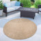 Paco Home Outdoor Teppich Flachgewebe Sisaloptik Modern Einfarbig meliert wetterfest & pflegeleicht Küchenteppich Ideal für Terrasse Balkon Garten, Grösse:160 cm Rund, Farbe:Natur