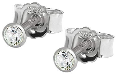 NKlaus Paar Ohrstecker 2,0mm Weißgold 333 8 Karat Gold Ohrringe Kristall Zirkonia Weiß Weiß Damen Herren Ohrstecker