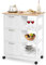 GOPLUS Desserte de Cuisine à roulettes, Chariot de Cuisine en Bois avec 3 Tiroirs, 3 Étagères, Plateau Amovible, 67 x 37 x 83,5 CM, Blanc
