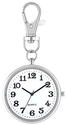 Avaner Taschenuhr mit großes Zifferblatt Rucksack Schlüsselanhänger Uhr Schwesternuhren mit Clip Pocket Watch für Damen Herren Jungen Mädchen