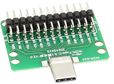 QIANRENON Placa de prueba macho tipo C PCB de doble cara, 2 pines doblados de 13p, placa de ruptura de línea de datos, prototipado y conexión de placa de prueba.