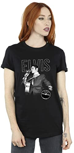Absolute Cult Elvis Women's Logo Portrait Boyfriend Fit T-Shirt