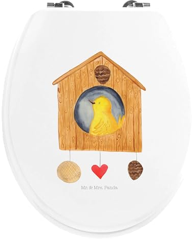 Mr. & Mrs. Panda Motiv WC Sitz Vogelhaus Home - Geschenk, Home sweet Home, WC-Sitz, Klodeckel, lustige Sprüche, Toilette, Klobrille, Tiermotive,