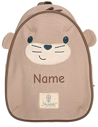 LALALO Kinderrucksack mit Namen personalisiert, Sterntaler Junge/Mädchen Kleinkind Kindergartenrucksack, Rucksack für Kindergarten, Kita, Kindergartentasche (Otter Otti, Braun)