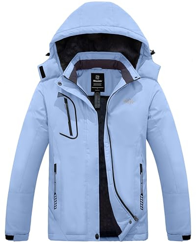 Wantdo Femme Manteau d'hiver Snowboard Outdoor Parka Randonnée Grande Taille Veste de Pluie Imperméable Blouson de Ski Décontracté Coupe-Vent Vert menthe M