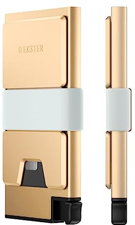 Ekster: Tarjetero de Aluminio, Cartera Minimalista Delgada de 0.2 Pulgadas con Placa Trasera expandible, Capa de Bloqueo RFID para protección de Datos, Oro, Minimalista