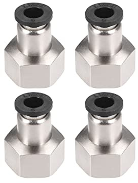 M METERXITY 4 Paquet BSPT 3/8 Femelle Pousser verrouilleront 6 mm Argent | Raccord, Droit Union Adaptateur, Poussez sur Connectez les raccords, Appliquez sur Système pneumatique