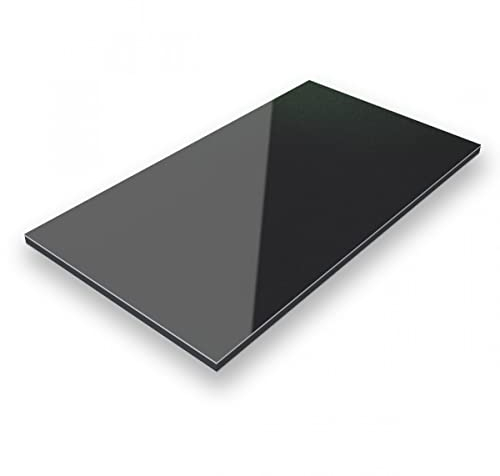 Aluverbund 24 Aluverbundplatte, Aluminium Platte, 3mm dick, Schwarz/RAL9005, 40x110cm