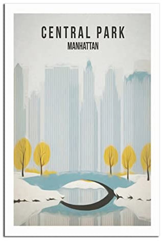 YONGCAI Central Park Bridge Vintage Reise Poster Leinwand Wand Home Room Decor Kunst Poster Gemälde Bild Druck Geschenk Poster