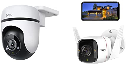 TP-Link Tapo C500 WLAN-Überwachungskamera für den Außenbereich, 360 Grad, Auflösung 1080p & Tapo C320WS Überwachungskamera Außen, WLAN IP Kamera, Weiss, 1 Stück (1er Pack)