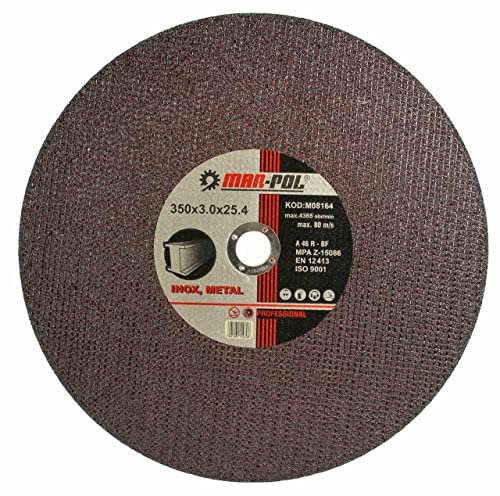 Set 5 Dischi da Taglio | Disco Spessore 3mm | Diametro disco 350mm | Diametro foro 25,4mm | per Troncatrice per Acciaio e Acciaio Inox Metallo