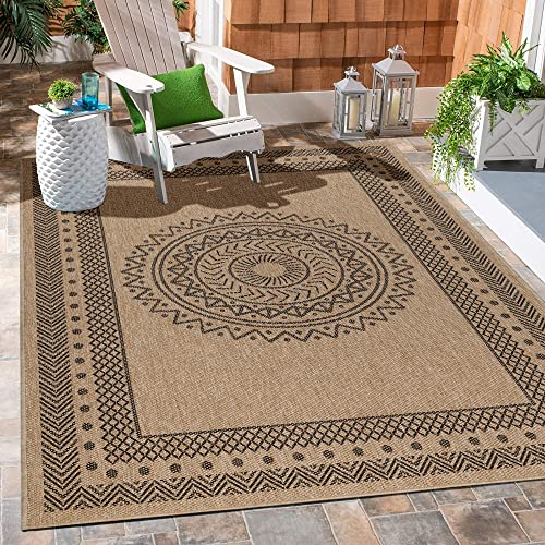 Carpetsale24 Outdoor Teppich 120x170 cm – Wetterfester Teppich für Balkon, Terrasse & Wohnzimmer – Flachgewebe in Jute-Optik, Pflegeleicht & Vielseitig