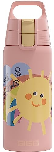 SIGG - Isolierte Trinkflasche Kinder - Shield Therm One Sunshine - Kohlensäuregeeignet - Auslaufsicher - Spülmaschinenfest - BPA-frei - 90% recycelter Edelstahl - Hellpink mit Sonne - 0,5L